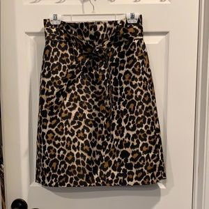 JCrew pencil leopard print skirt with tie